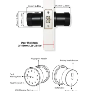 Smart Knob Door Lock in various finishes including Stain Finish, Black Nickel, Antique Copper, and Gold