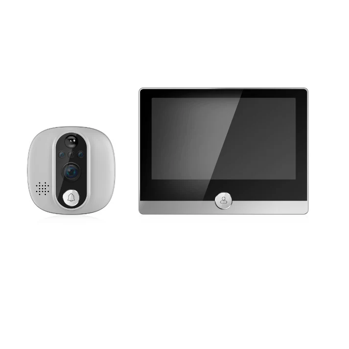 Smart WiFi Door Peephole Viewer with 4.3-inch IPS screen and WiFi connectivity for home security.