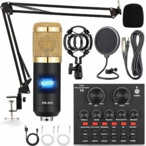 Podcast Equipment Bundle with BM-800 Condenser Microphone and V8 Sound Card