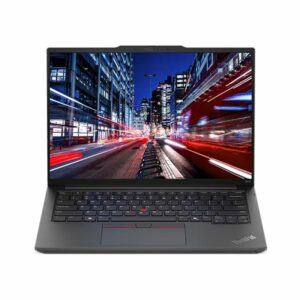 Lenovo ThinkPad E14 with Intel Core Ultra 7, 16GB RAM, and 512GB SSD, featuring a 14.0" WUXGA display and backlit keyboard