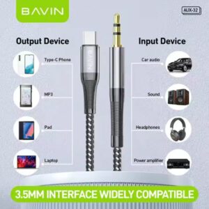 BAVIN HOT 1.2M Wired Woven Type-C to 3.5MM Audio Data Cable AUX-32 for mobile phones, tablets, and laptops