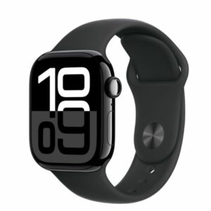 Apple Watch Series 10 (42mm) in Jet Black with sleek design and matching sport band